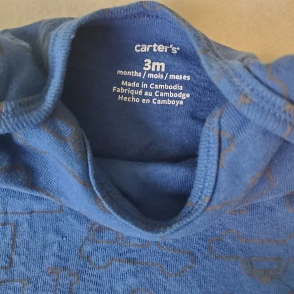 Bundle Carter's Footie Romper pajama & 2 Bodysuits‎ 3 Months snap blue gray